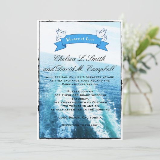 愛の旅|クルーズ船/目的地の結婚式 招待状 (スタンド正面)