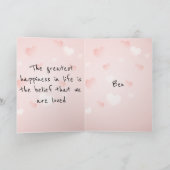 愛の日のための穏やかなピンクのハート シーズンカード (内部)