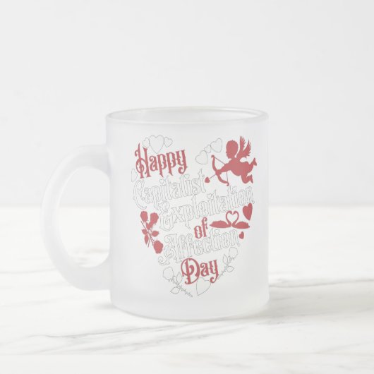 愛の日の幸福な資本主義的搾取 フロストグラスマグカップ (左)