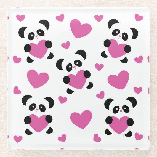 愛の日へのパターン ガラスコースター (正面)