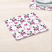 愛の日へのパターン スクエアペーパーコースター (アングル)