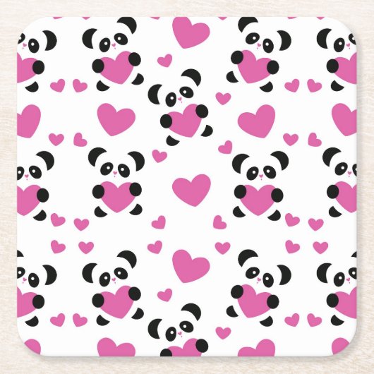 愛の日へのパターン スクエアペーパーコースター (正面)