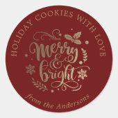 愛の明るい焼いたホリデークメリーッキー ラウンドシール (正面)
