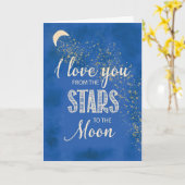 愛の星から月の夜の空グリッター – ルック カード (黄色い花)