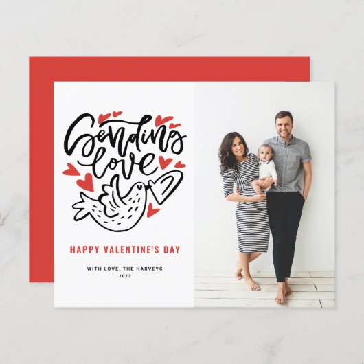 愛の書を送る鳩バレンタインデーのカード (正面/裏面)