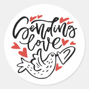 愛の書モダン道バレンタインデーを送る ラウンドシール