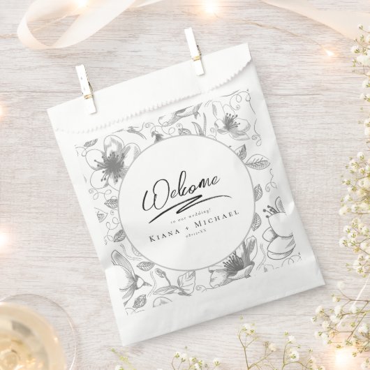 愛の書結婚道の花柄Blk ID940 フェイバーバッグ (クリップ留めされた状態)