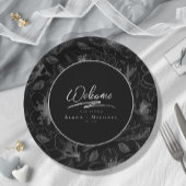 愛の書結婚道の花柄Wht ID940 ペーパープレート