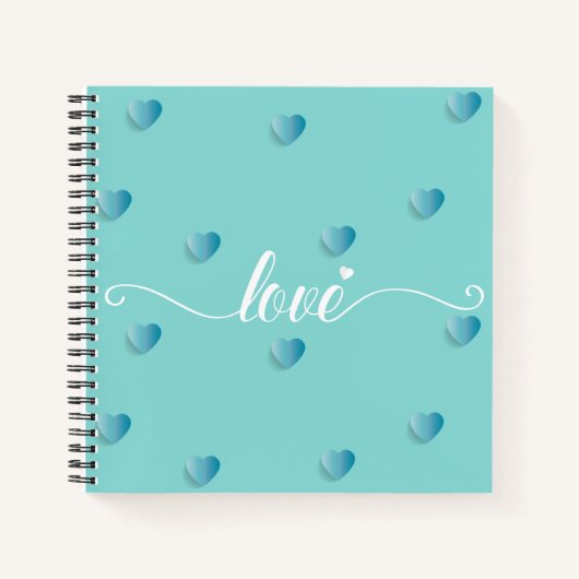 愛の書道のハートロマンチック ノートブック (正面)