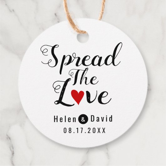 愛の書道の赤いハート結婚を フェイバータグ (裏面)