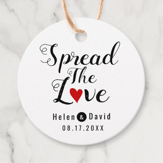 愛の書道の赤いハート結婚を フェイバータグ (正面)