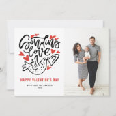 愛の書道バレンタインデーの写真を送る シーズンカード (正面)