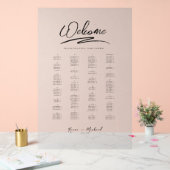 愛の書道歓迎シーティングチャートB&W ID940 アクリルサイン (ウェディング)