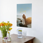 愛の書道結婚のカップルのフォトフォイルプリント 箔ポスター (レイダウン (キッチン))