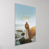 愛の書道結婚のカップルのフォトフォイルプリント 箔ポスター (レイダウン)