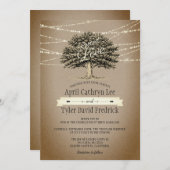 愛の木のストリングラ素朴イトに根付結婚く 招待状 (正面/裏面)