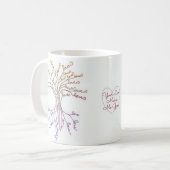 愛の木の命の白い紫のハートかわいいエレガント コーヒーマグカップ (正面左)