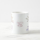 愛の木の命の白い紫のハートかわいいエレガント コーヒーマグカップ (中央)