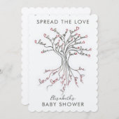 愛の木の意味のある赤パーソナライズされたちゃんシャワー 招待状 (正面/裏面)