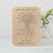 愛の木の意味のある赤パーソナライズされたちゃんシャワー 招待状 (スタンド正面)