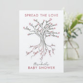 愛の木の意味のある赤パーソナライズされたちゃんシャワー 招待状 (スタンド正面)