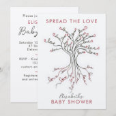 愛の木の意味のある赤パーソナライズされたちゃんシャワー 招待状 (正面/裏面)