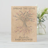 愛の木の意味のある赤パーソナライズされたちゃんシャワー 招待状 (スタンド正面)