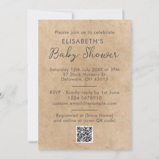 愛の木の意味のある赤パーソナライズされたちゃんシャワー 招待状 (裏面)