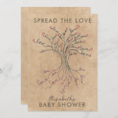 愛の木の意味のある赤パーソナライズされたちゃんシャワー 招待状 (正面/裏面)
