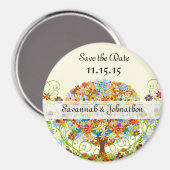 愛の木の魅惑の森結婚の輪 マグネット (正面/裏面)