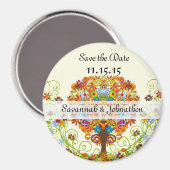 愛の木の魅惑の森結婚の輪 マグネット (正面/裏面)