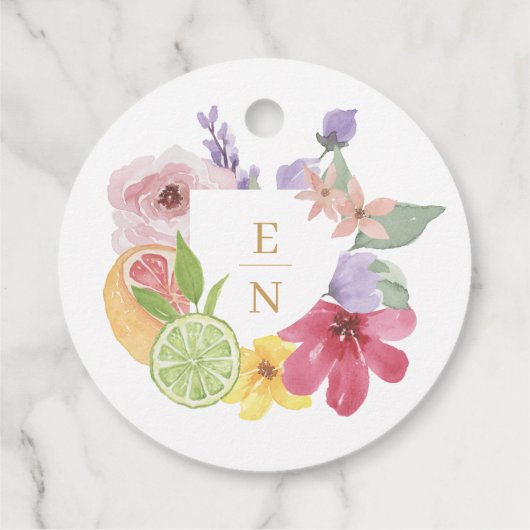 愛の柑橘類とフローラのモノグラム結婚が注入される フェイバータグ (裏面)