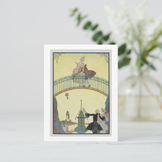 愛の橋の上で、'フェテス・ガランのイラストレーション ポストカード (スタンド正面)