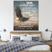 愛の母の贈り物から私の息子にパーソナライズ キャンバスプリント (インサイチュ (寝室))