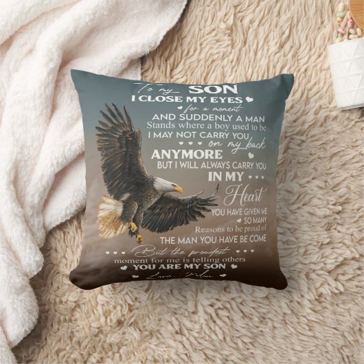 愛の母の贈り物から私の息子にパーソナライズ クッション (ブランケット)