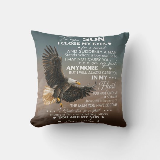 愛の母の贈り物から私の息子にパーソナライズ クッション (正面)