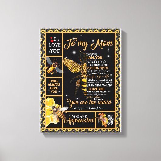 愛の母 |私の母への手紙あなたが世界である キャンバスプリント (正面)
