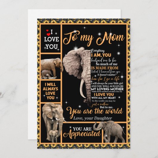 愛の母 |私の母への手紙あなたが世界である シーズンカード (正面/裏面)