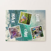 愛の気に安和 |家族の写真コラージュ |海 ジグソーパズル (横)