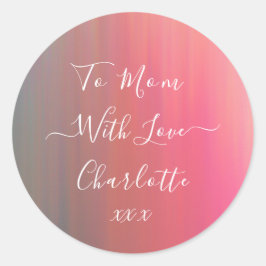 愛の気持ちを込めて ママへ ピンク＆ターコイズ ギフトラベル ラウンドシール