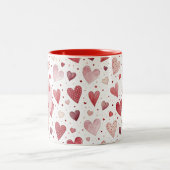 愛の水の色 – お洒落ハートパターン ツートーンマグカップ (中央)