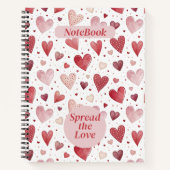 愛の水の色 – お洒落ハートパターン ノートブック (正面)