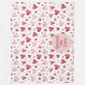 愛の水の色 – お洒落ハートパターン フリースブランケット (正面)