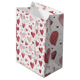 愛の水の色 – お洒落ハートパターン ミディアムペーパーバッグ