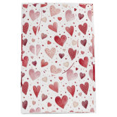 愛の水の色 – お洒落ハートパターン ミディアムペーパーバッグ (正面)