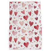 愛の水の色 – お洒落ハートパターン ミディアムペーパーバッグ (裏面)