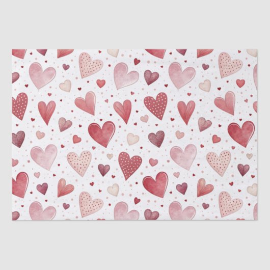 愛の水の色 – お洒落ハートパターン 薄葉紙 (正面)