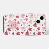 愛の水の色 – お洒落ハートパターン iPhoneケース (裏面横)