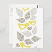 愛の水平を歌う黄色い鳥縁ど ポストカード (正面/裏面)