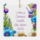 愛の水彩シャム猫の花パーソナライズされた セラミックオーナメント (裏面)